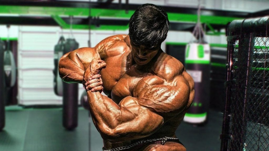 Chul Soon culturista coreano posando con hombros enormes