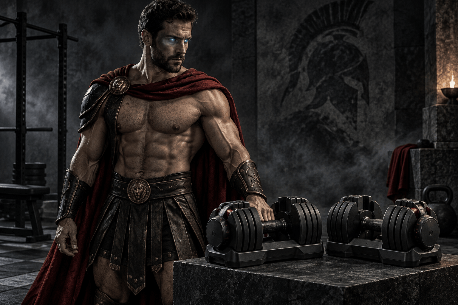 Mancuernas ajustables para entrenar en un gimnasio en casa