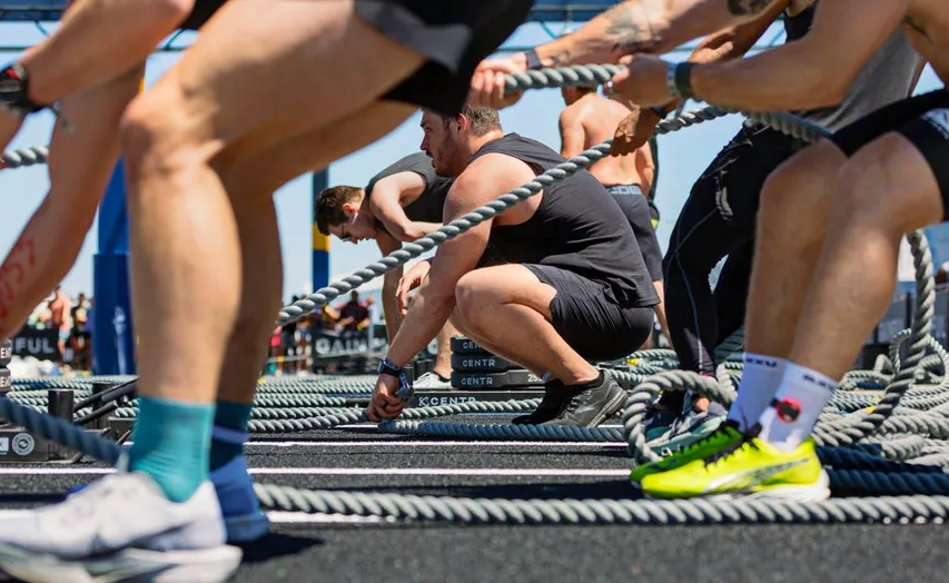 rope pull en competicion de hyrox